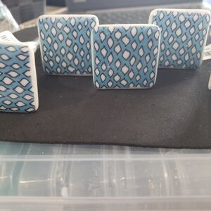 Pier 1 Blue and White Metal And Ceramic Drawer Pulls